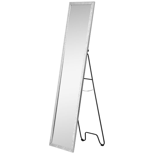 Photo of HOMCOM Full Length Mirror Free Standing Mirror Dressing Mirror with PS Frame Modern Wall Mirror for Living Room and Bedroom 34 x 144cm, Silver in Silver colour on a white background