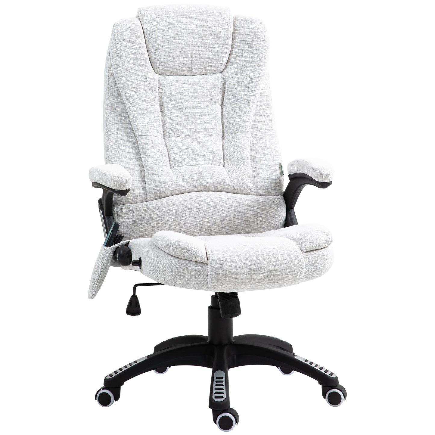 Photo of Vinsetto Massage Recliner Chair Heated Office Chair with Six Massage Points Linen-Feel Fabric 360° Swivel Wheels Cream White in White colour on a white background