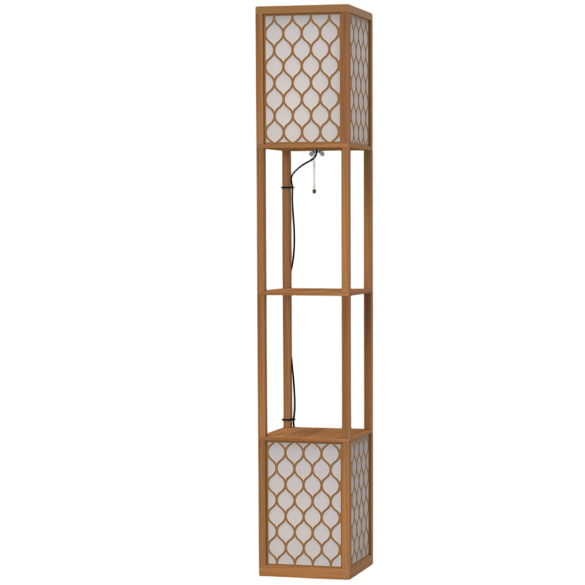 Photo of HOMCOM Duo Light Floor Shelves - Natural Wood Finish in Finish colour on a white background