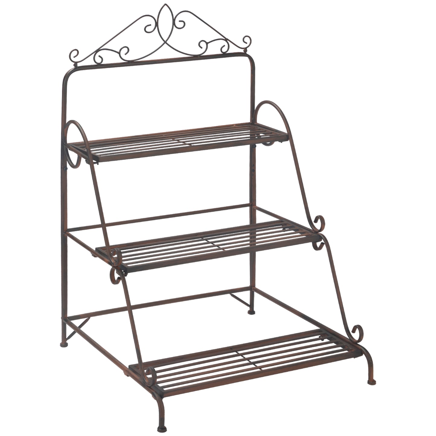 Photo of Outsunny 3 Tier Stair Style Metal Plant Stand, Flower Pot Holder Display Shelf, Storage Organizer Rack for Indoor Outdoor Patio Balcony Yard in Yard colour on a white background