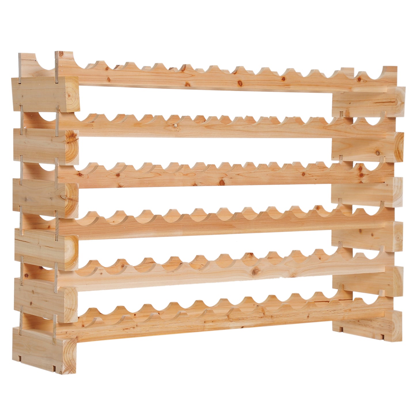 Photo of HOMCOM Six-Tier, 72 Bottle Wooden Wine Rack - Natural in Natural colour on a white background