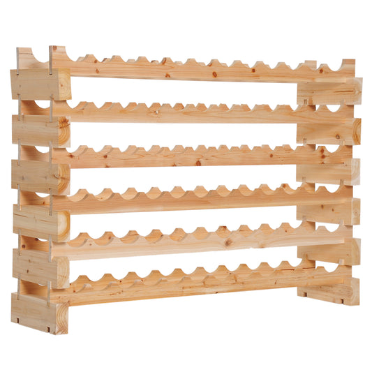 Photo of HOMCOM Six-Tier, 72 Bottle Wooden Wine Rack - Natural in Natural colour on a white background