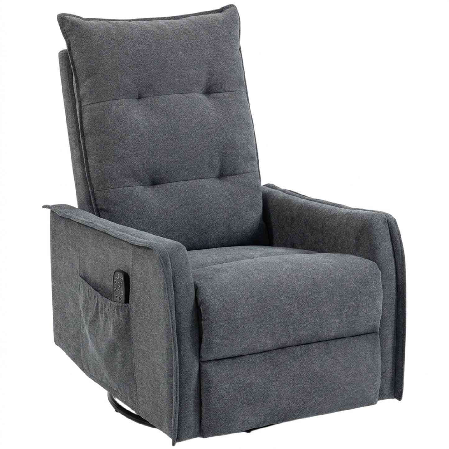 Photo of HOMCOM Recliner Armchair, Chenille Recliner Chair with Massage and Heat, 360° Swivel Rocking Manual Recliner, Dark Grey in Grey colour on a white background