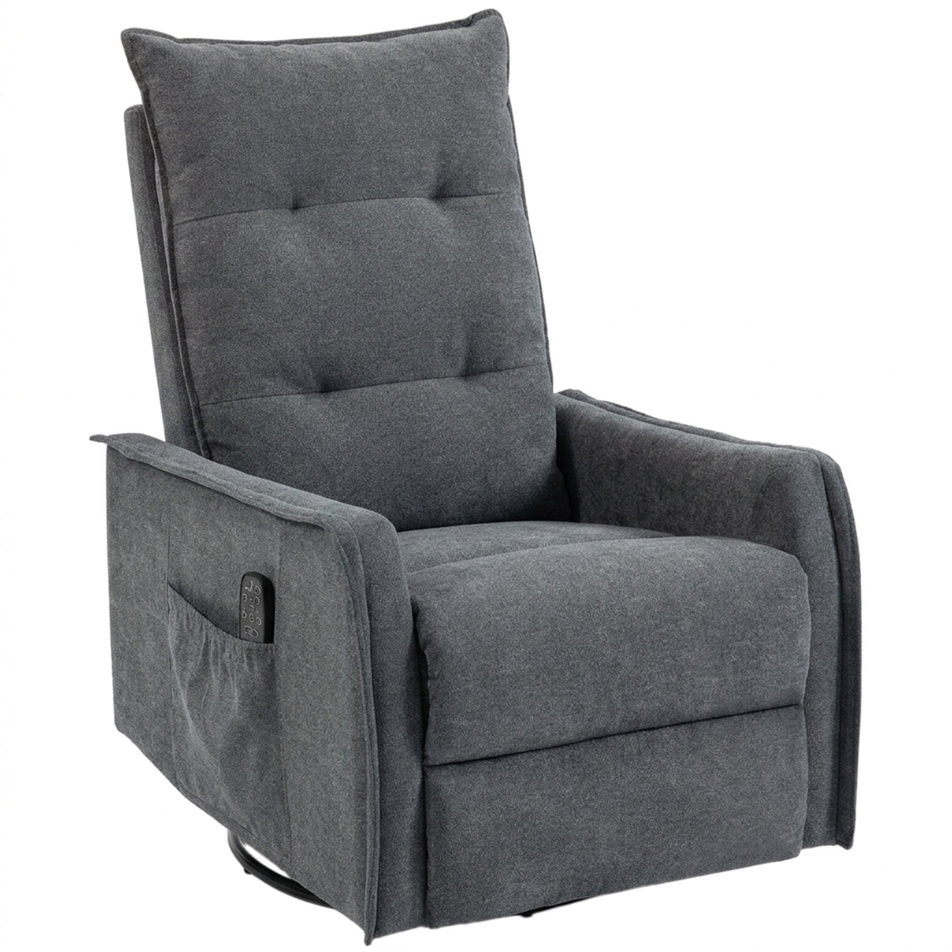 Photo of HOMCOM Recliner Armchair, Chenille Recliner Chair with Massage and Heat, 360° Swivel Rocking Manual Recliner, Dark Grey in Grey colour on a white background