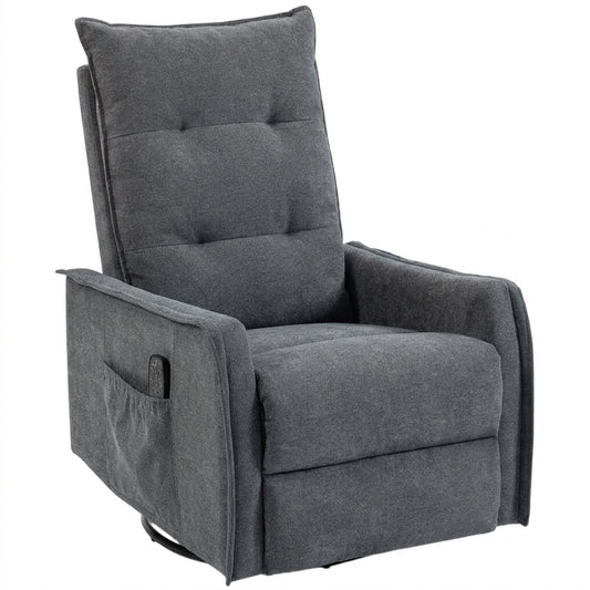 Photo of HOMCOM Recliner Armchair, Chenille Recliner Chair with Massage and Heat, 360° Swivel Rocking Manual Recliner, Dark Grey in Grey colour on a white background