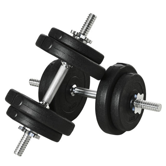 Photo of HOMCOM 20KG Adjustable Weights Dumbbells Set, Dumbbell Hand Weights for Home Office Gym Body Fitness Lifting Training, Black in Black colour on a white background