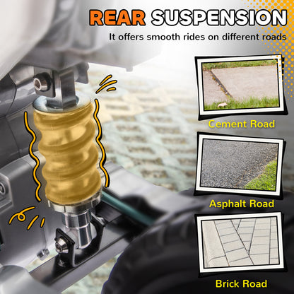 Kids' electric motorcycle rear suspension shock absorber close-up
