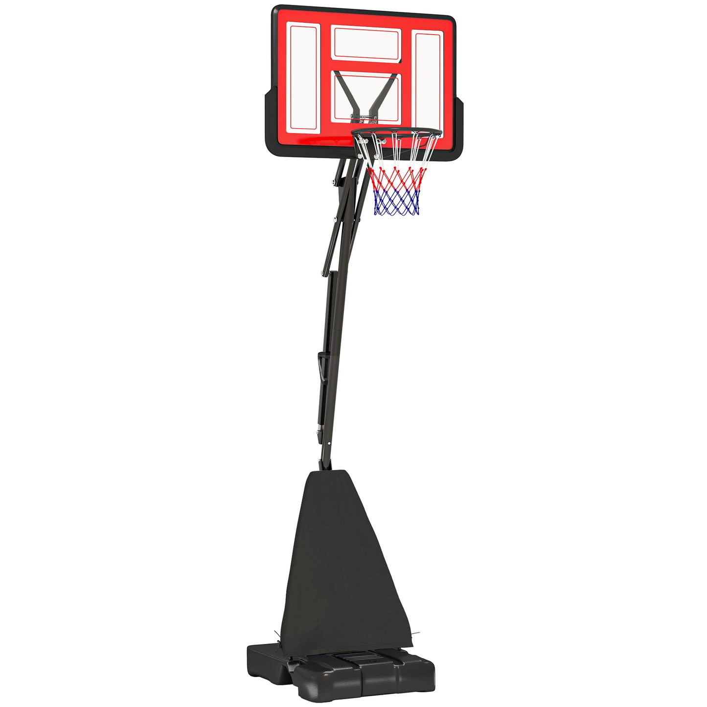 Photo of SPORTNOW 245-305cm Adjustable Basketball Hoop and Stand, with Wheels, Red in Red colour on a white background