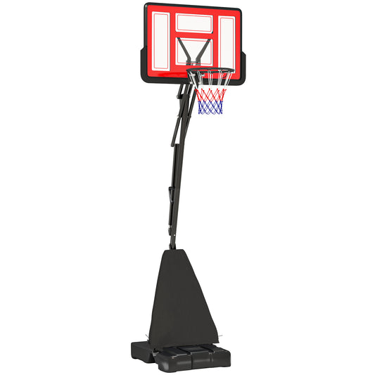 Photo of SPORTNOW 245-305cm Adjustable Basketball Hoop and Stand, with Wheels, Red in Red colour on a white background
