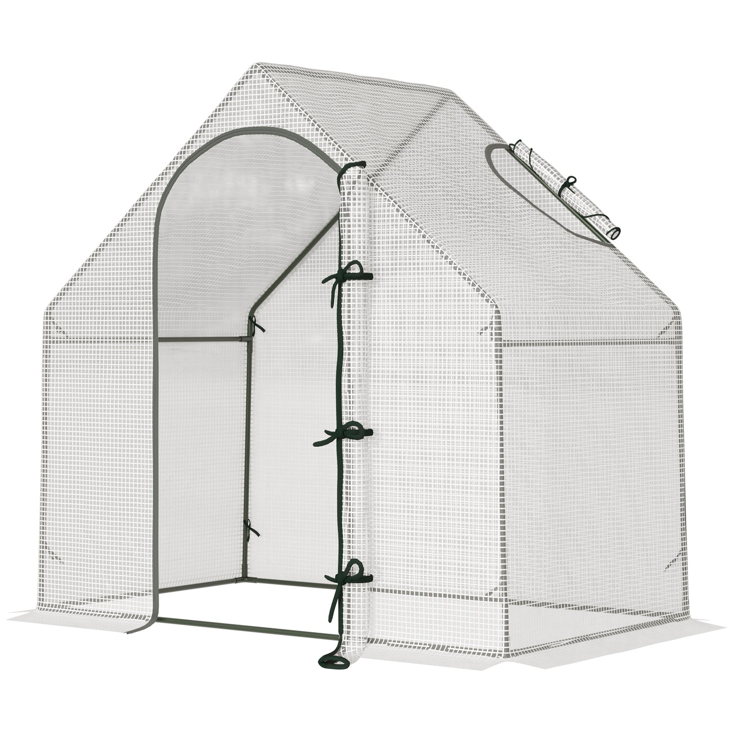 Photo of Outsunny Walk In Tomato Greenhouse Garden Outdoor Mini Greenhouse Flower Planter Steel Frame with Zipped Door & Window, PE Cover, 180 x 100 x 168CM,  White in White colour on a white background