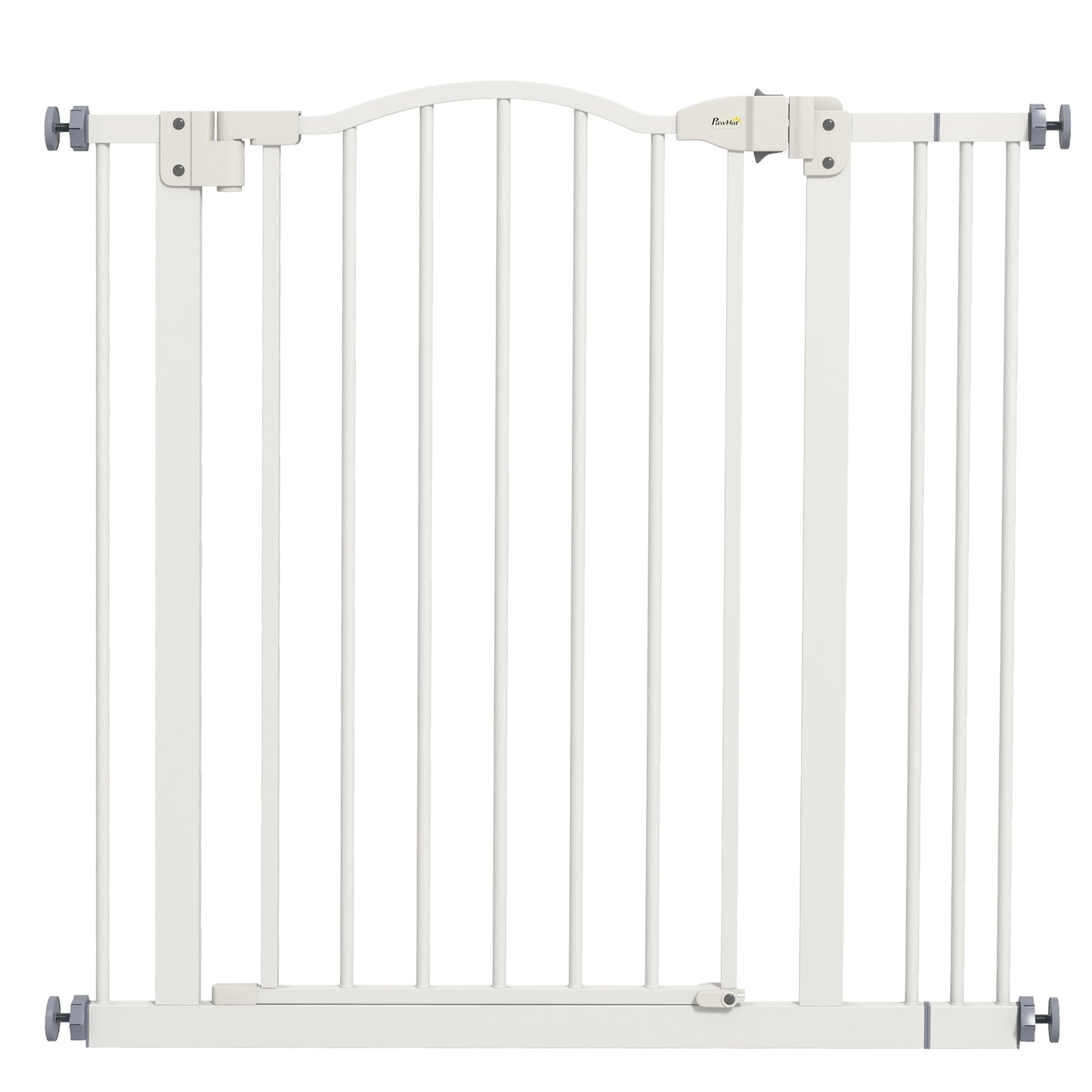 Photo of PawHut Metal 74-87cm Adjustable Pet Gate Safety Barrier w/ Auto-Close Door White in White colour on a white background