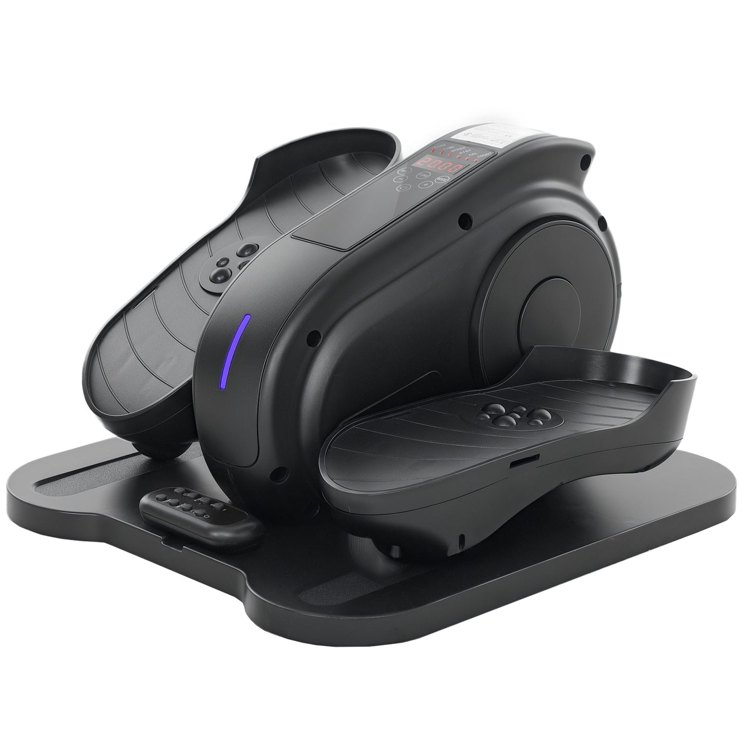 Photo of SPORTNOW Under Desk Elliptical Machine, Seated Pedal Exerciser, Mini Electric Elliptical Machine for Seniors with LCD Monitor, Remote Control and 10 Adjustable Speed, Quiet & Portable, Black in Black colour on a white background