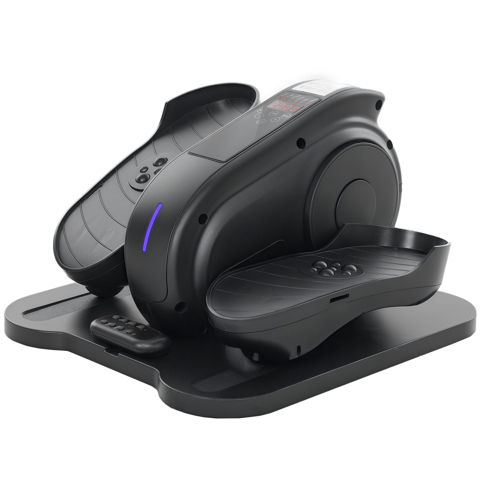 Photo of SPORTNOW Under Desk Elliptical Machine, Seated Pedal Exerciser, Mini Electric Elliptical Machine for Seniors with LCD Monitor, Remote Control and 10 Adjustable Speed, Quiet & Portable, Black in Black colour on a white background