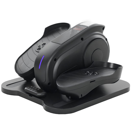 Photo of SPORTNOW Under Desk Elliptical Machine, Seated Pedal Exerciser, Mini Electric Elliptical Machine for Seniors with LCD Monitor, Remote Control and 10 Adjustable Speed, Quiet & Portable, Black in Black colour on a white background
