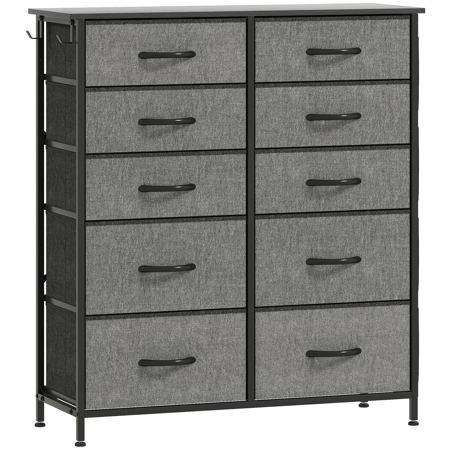 Photo of HOMCOM Chest of Ten Fabric Drawers - Charcoal Grey in Grey colour on a white background
