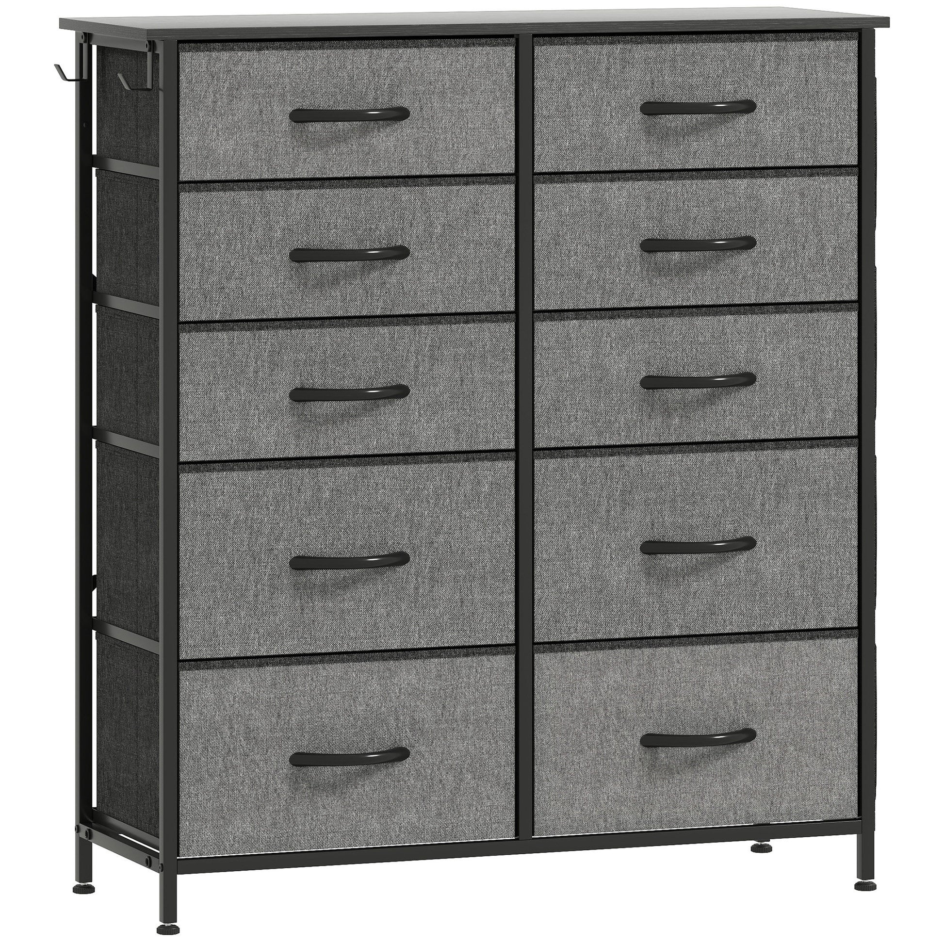 Photo of HOMCOM Chest of Ten Fabric Drawers - Charcoal Grey in Grey colour on a white background