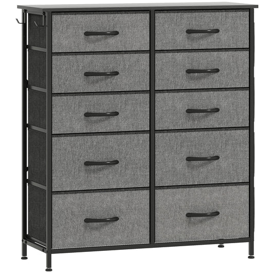 Photo of HOMCOM Chest of Ten Fabric Drawers - Charcoal Grey in Grey colour on a white background