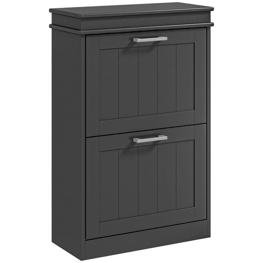 Photo of HOMCOM Two-Drawer Minimalistic 10-Shoe Cabinet - Black in Black colour on a white background