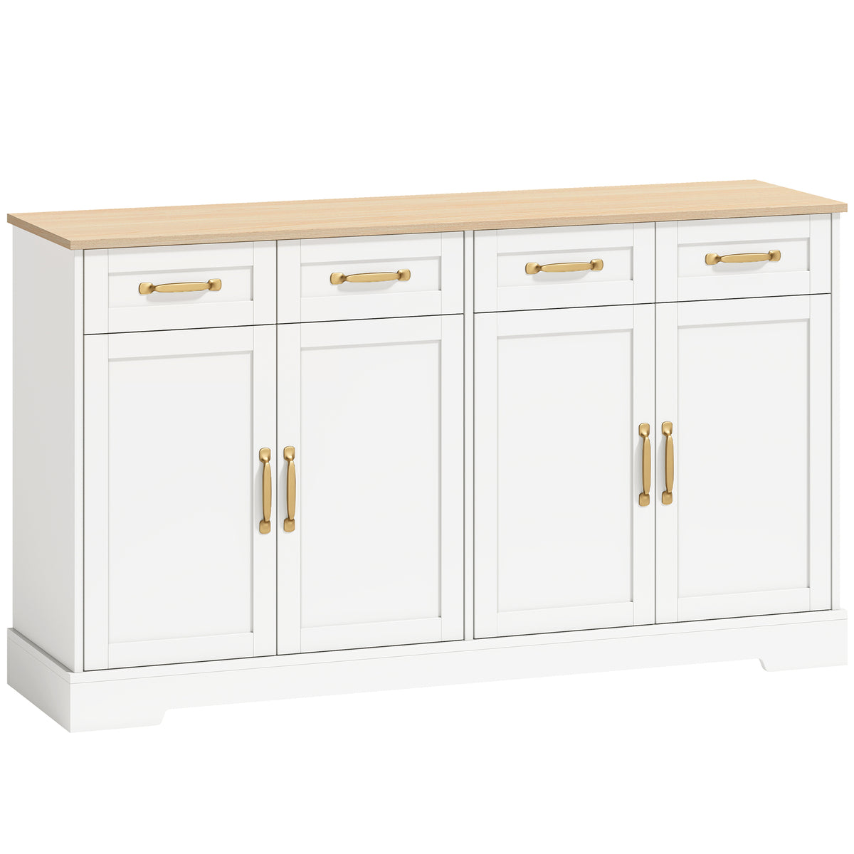 Photo of HOMCOM Sideboard Buffet Cabinet, 140 cm Kitchen Storage Cabinet with 4 Drawers, 4 Doors and 2 Adjustable Shelves, White in White colour on a white background