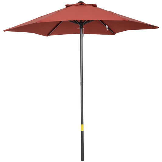 Photo of Outsunny 2m Garden Parasol Umbrella, Outdoor Sun Shade with 6 Sturdy Ribs for Balcony, Bench, Garden, Wine Red in Red colour on a white background