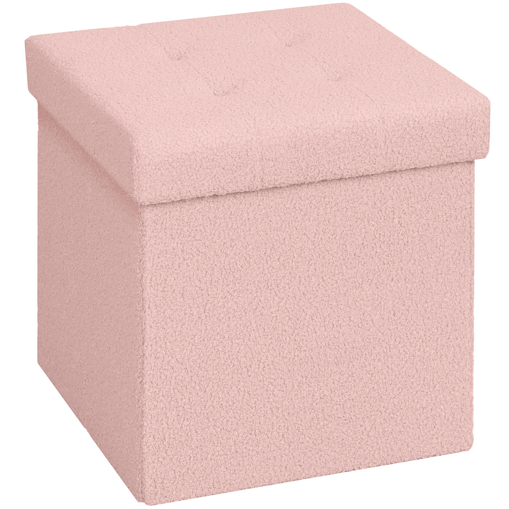 Photo of HOMCOM Foldable Sherpa Fleece Storage Ottoman - Pink in Pink colour on a white background