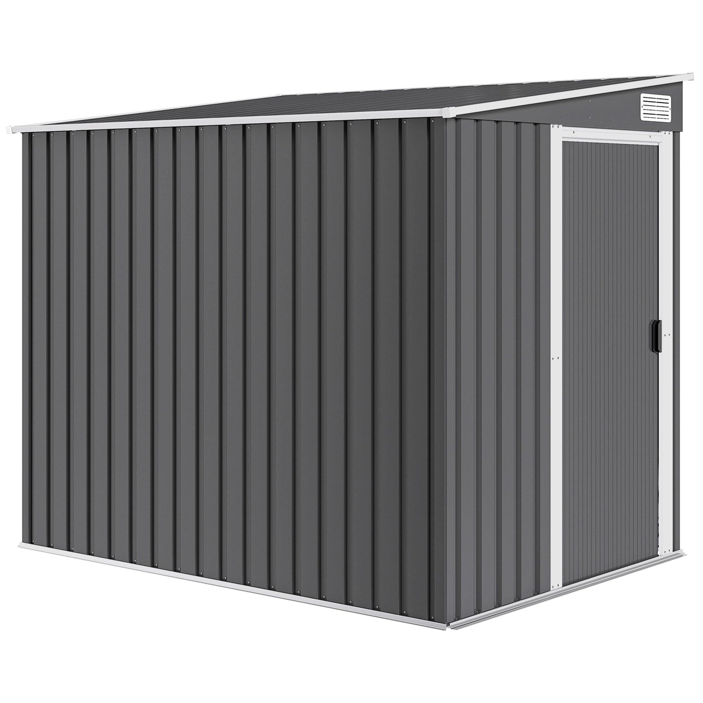 Photo of Outsunny 7 x 5ft Galvanised Metal Shed, with Sliding Door - Dark Grey in Grey colour on a white background