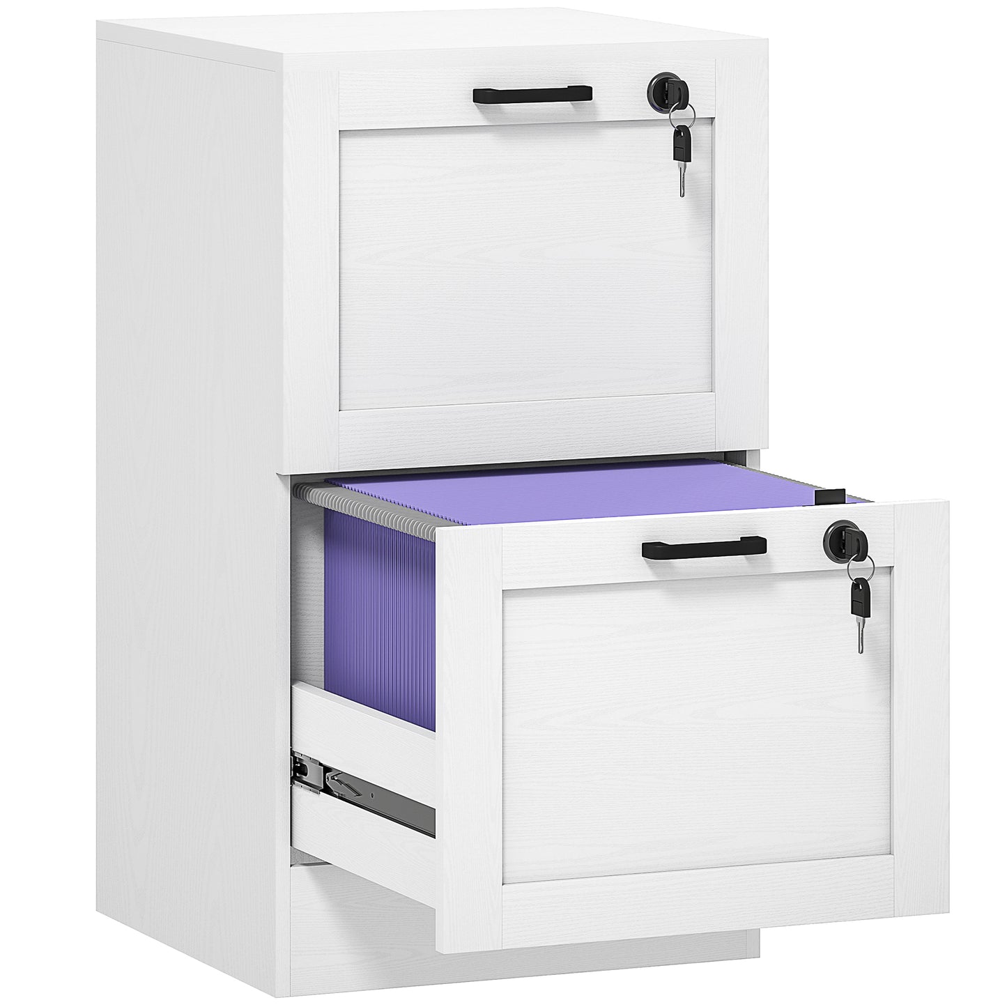 Photo of HOMCOM 2-Drawer Filing Cabinet with Lock - White in White colour on a white background