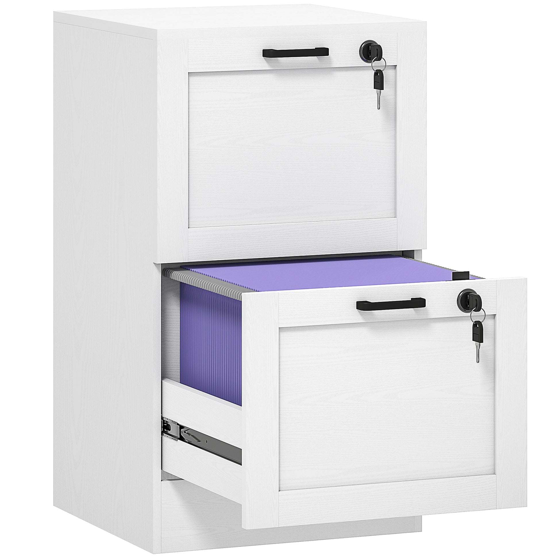 Photo of HOMCOM 2-Drawer Filing Cabinet with Lock - White in White colour on a white background