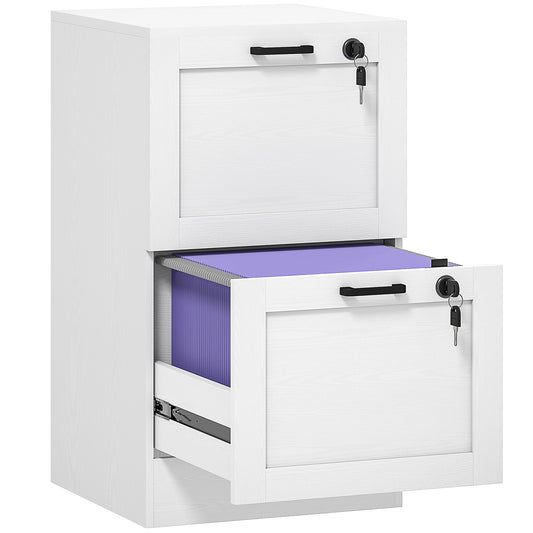 Photo of HOMCOM 2-Drawer Filing Cabinet with Lock - White in White colour on a white background
