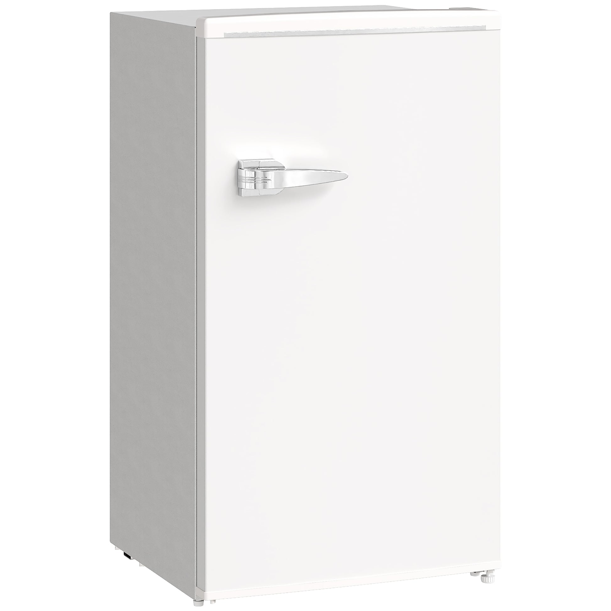Photo of HOMCOM Under Counter Fridge, 85L Small Retro Refrigerator with Chiller Box, Adjustable Thermostat, Glass Shelves, White in White colour on a white background