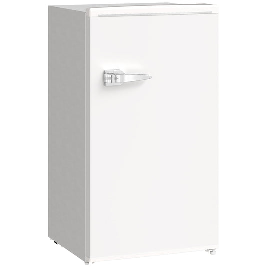 Photo of HOMCOM Under Counter Fridge, 85L Small Retro Refrigerator with Chiller Box, Adjustable Thermostat, Glass Shelves, White in White colour on a white background