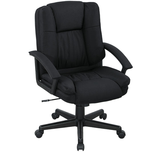 Photo of HOMCOM Linen-Look Padded Office Chair - Black in Black colour on a white background