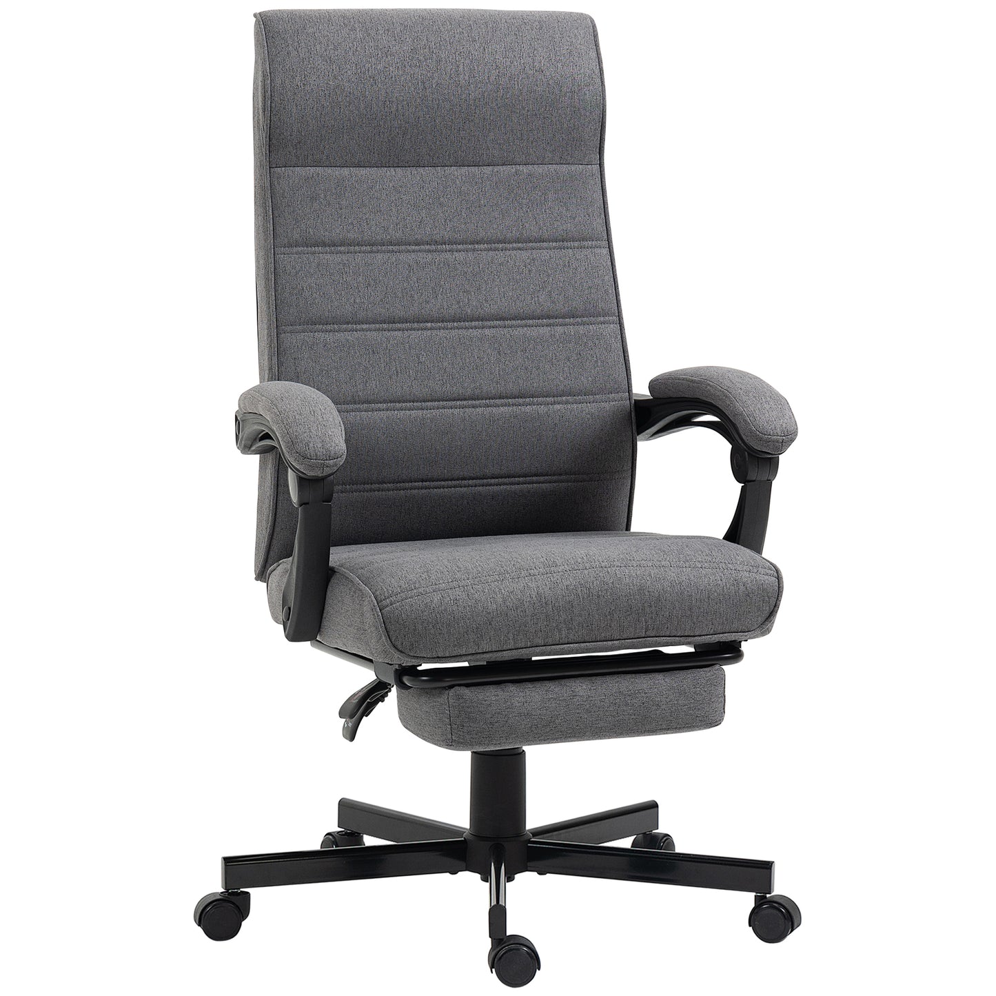 Photo of Vinsetto Office Chair, Computer Desk Chair, Fabric Swivel Chair with Adjustable Height and Rolling Wheels for Home Office Work Study, Grey in Grey colour on a white background