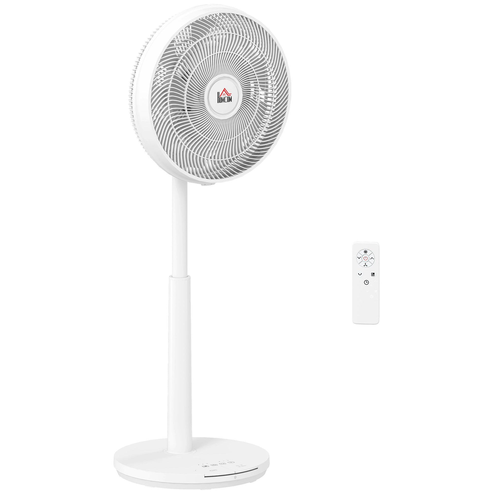 Photo of HOMCOM Pedestal Fan with Oscillating, Tilt, Adjustable Height, White in White colour on a white background