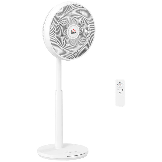 Photo of HOMCOM Pedestal Fan with Oscillating, Tilt, Adjustable Height, White in White colour on a white background