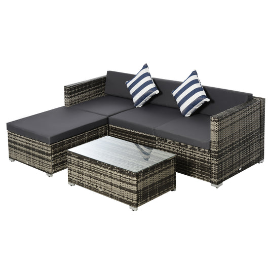 Photo of Outsunny Rattan Garden Sofa Set, 4-Seater Wicker Sectional for Garden, Grey in Grey colour on a white background