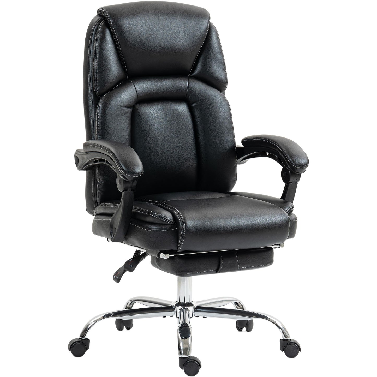Photo of HOMCOM Faux Leather Reclining Office Chair, with Footrest - Black in Black colour on a white background