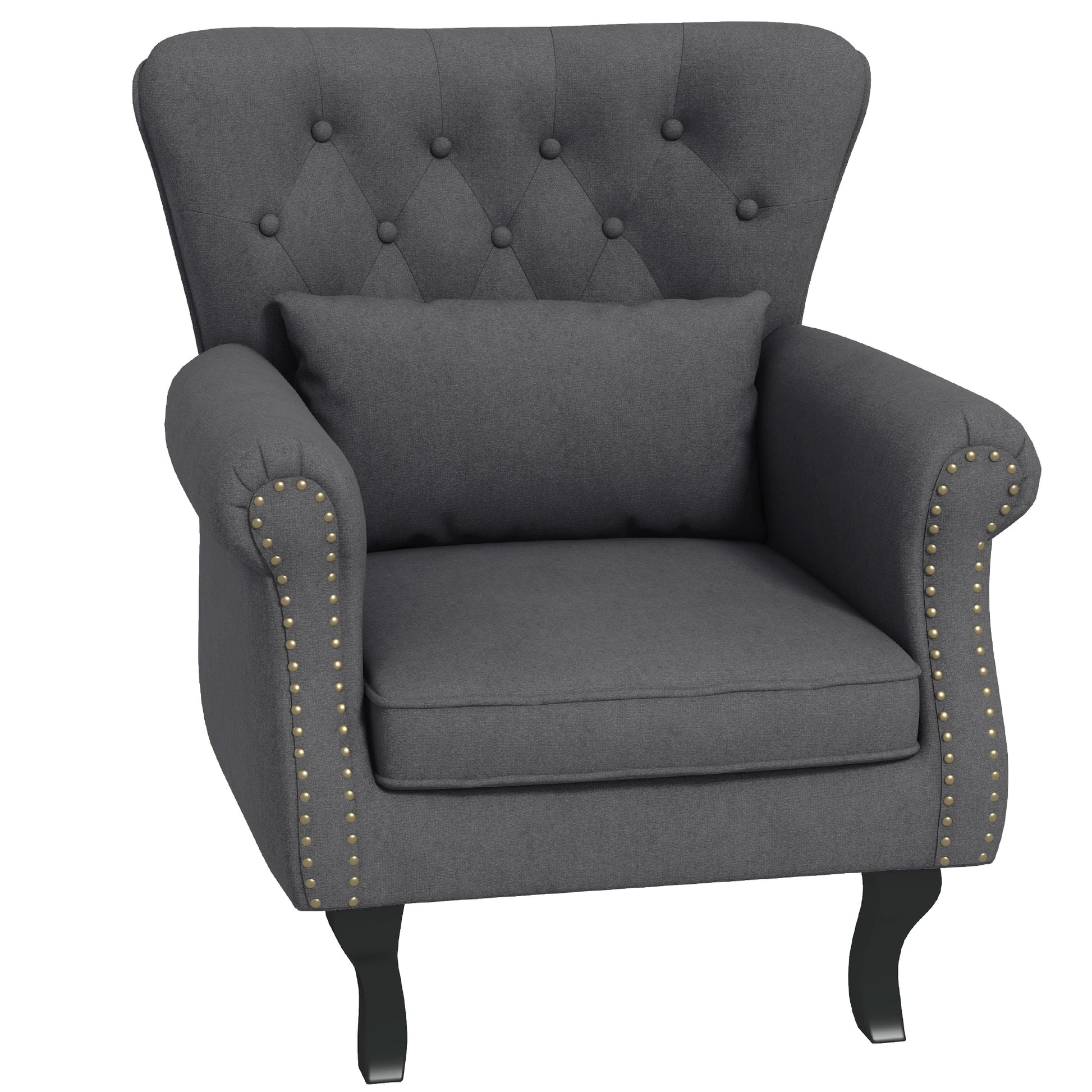 Photo of HOMCOM Chesterfield-Style Accent Chair - Grey in Grey colour on a white background