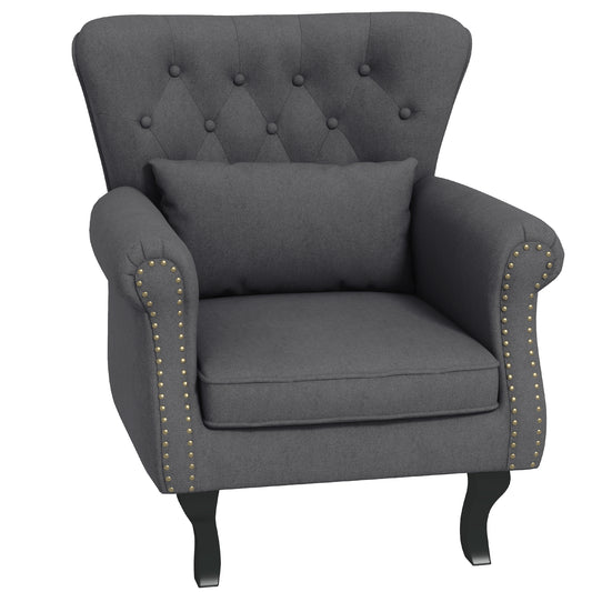 Photo of HOMCOM Chesterfield-Style Accent Chair - Grey in Grey colour on a white background