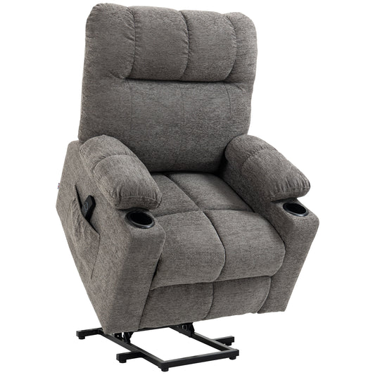 Photo of HOMCOM Electric Riser and Recliner Chair for Elderly, Power Lift Recliner Chair with Remote Control, Grey in Grey colour on a white background