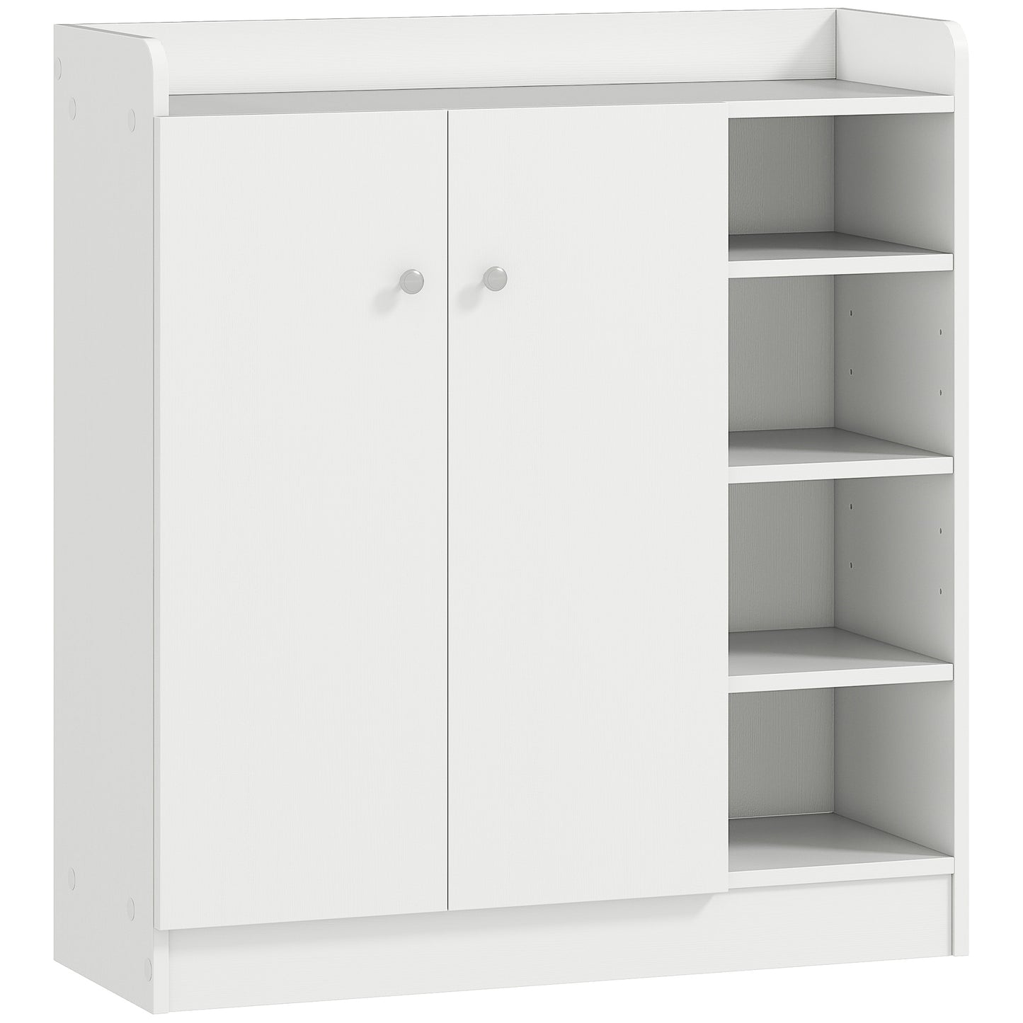 Photo of HOMCOM Shoe Storage Cabinet  Two Doors w/ Adjustable 4 Shelves Cupboard Footwear Rack Stand Organiser Hallway White in White colour on a white background