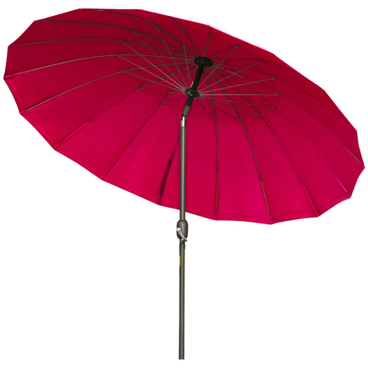 Photo of Outsunny 2.5m Shanghai Garden Parasol Umbrella with Crank & Tilt, Adjustable Outdoor Sun Shade, Red in Red colour on a white background
