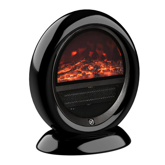 Photo of HOMCOM Freestanding Electric Fireplace Indoor Space Table Top Heater with Realistic Flame Effect, Rotatable Head, Overheating Protection, 1500W, Black in Black colour on a white background
