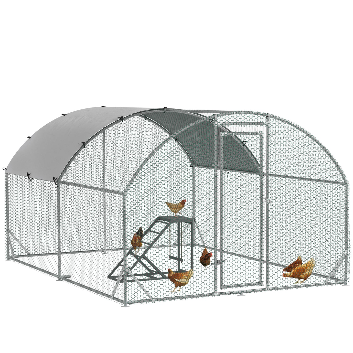 Photo of PawHut Walk In Chicken Run with Chicken Activity Shelf and Cover, 2.8 x 3.8 x 2m in 2m colour on a white background
