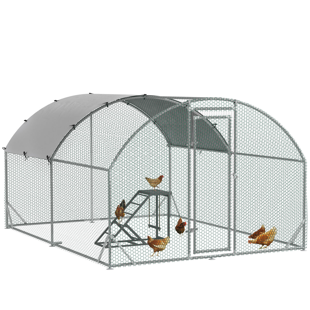 Photo of PawHut Walk In Chicken Run with Chicken Activity Shelf and Cover, 2.8 x 3.8 x 2m in 2m colour on a white background