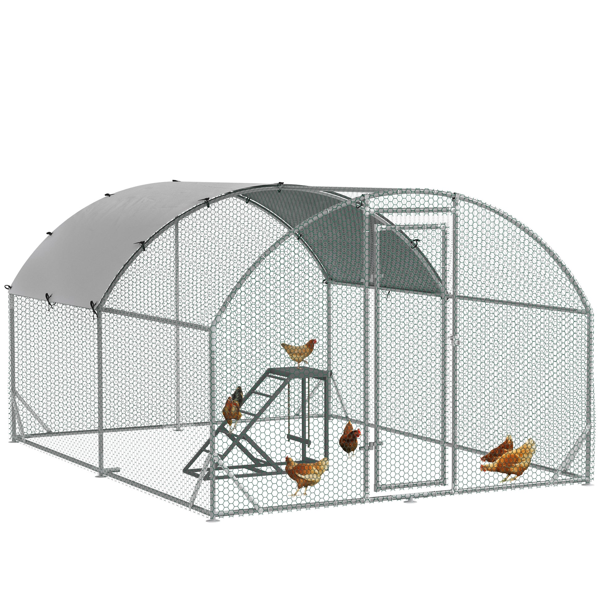 Photo of PawHut Walk In Chicken Run with Chicken Activity Shelf and Cover, 2.8 x 3.8 x 2m in 2m colour on a white background