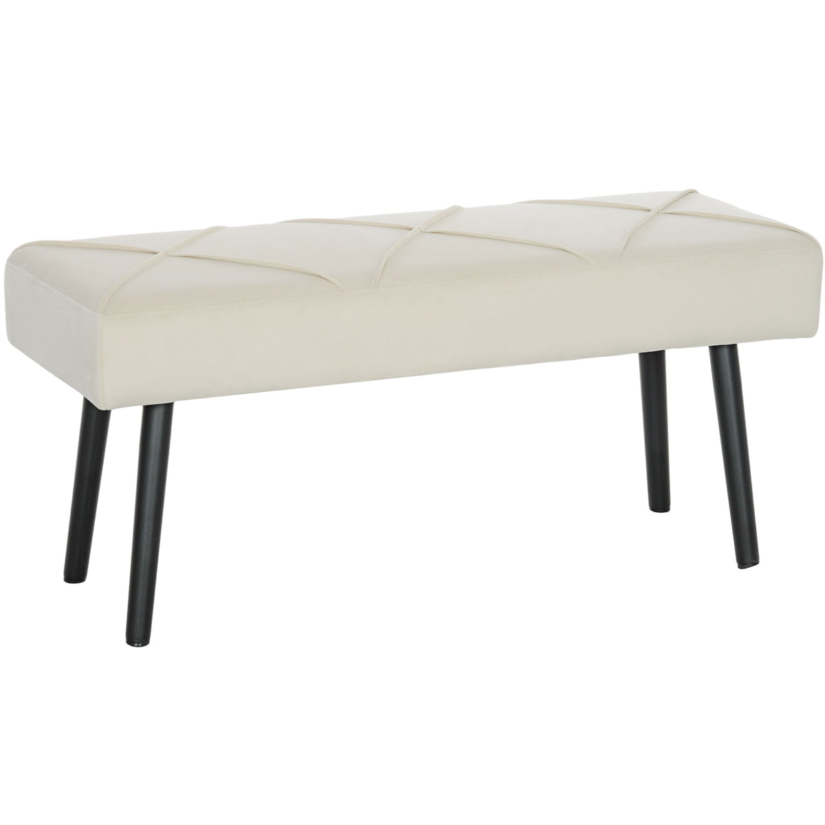 Photo of HOMCOM Upholstered Hallway Bench, End of Bed Bench with X-Shape Design and Steel Legs, Cream in Cream colour on a white background
