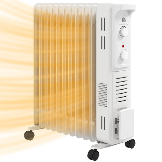 Photo of HOMCOM 2.5kW 11 Fin Oil-Filled Radiator - White in White colour on a white background