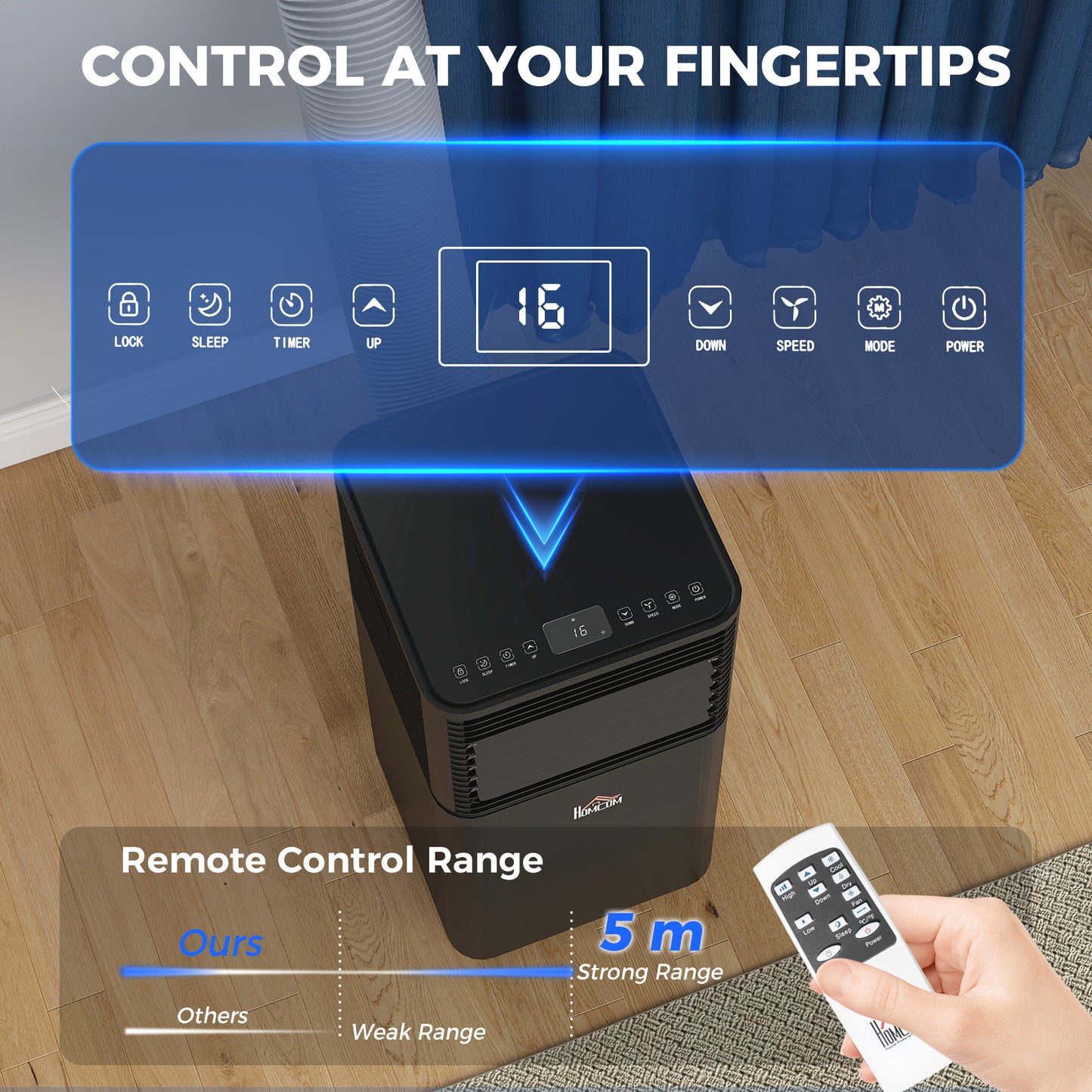 HOMCOM 8000 BTU 4-In-1 Portable Air Conditioner Unit Cooling Dehumidifying Ventilating  for Room up to 27m², with Fan, Remote, 24H Timer, Window Mount Kit, R290, A Energy Efficiency