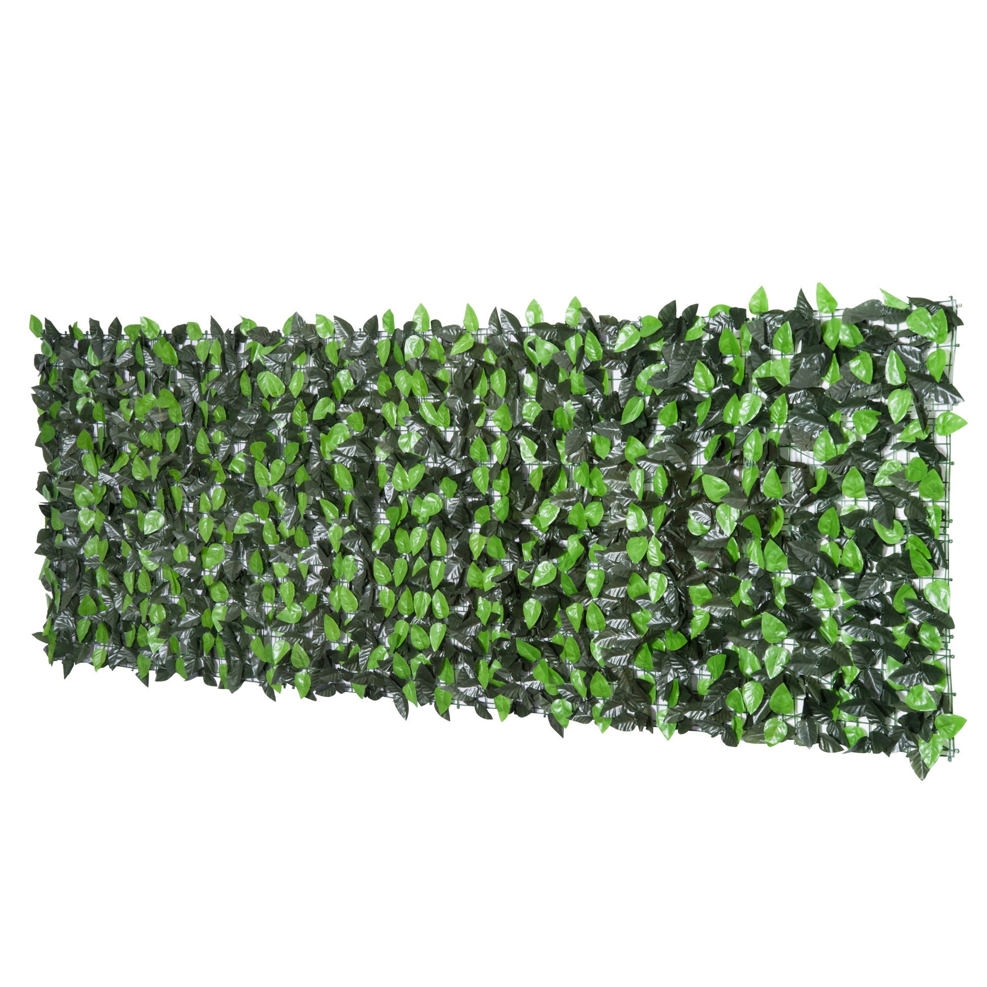 Photo of Outsunny Artificial Leaf Hedge Screen Privacy Fence Panel for Garden Outdoor Indoor Decor 3M x 1M Light Green and Dark Green in Green colour on a white background
